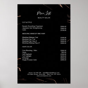 Affiche de liste de prix en marbre moderne noir ro
