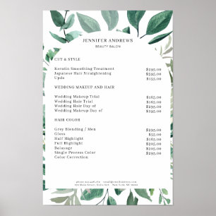 Affiche de liste de prix feuillue