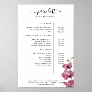 Affiche de liste de prix florale moderne