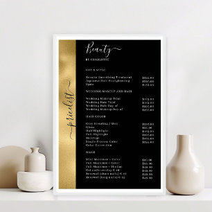 Affiche de liste de prix Gold Black Salon