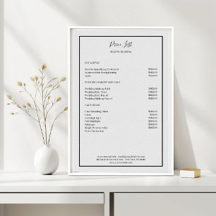 Affiche de liste de prix gris noir simple