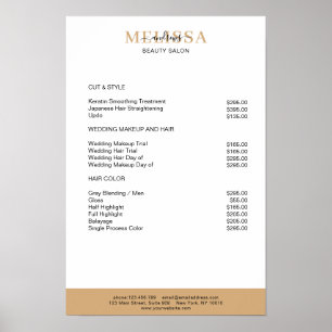 Affiche de liste de prix marron beige blanc modern