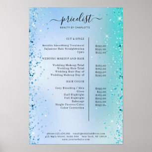 Affiche de liste de prix pailletée moderne