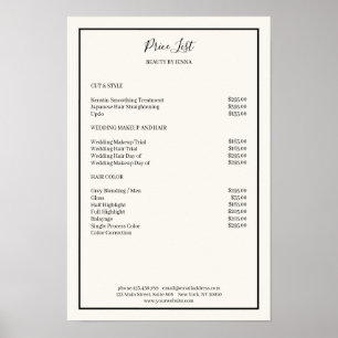 Affiche de liste de prix simple beige noir