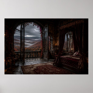 Affiche de lit à baldaquin gothique d'automne