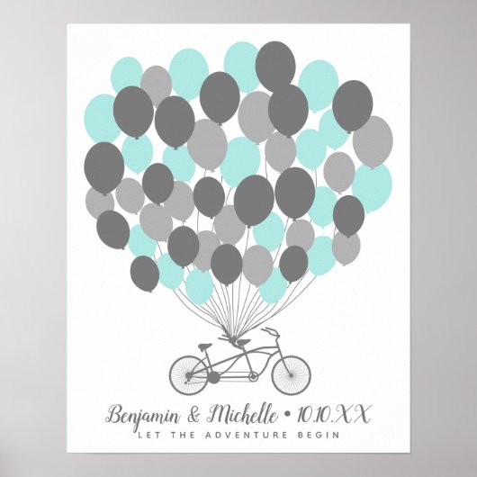 Affiche de livre d'or Bike & Balloons - 50 espaces (Devant)