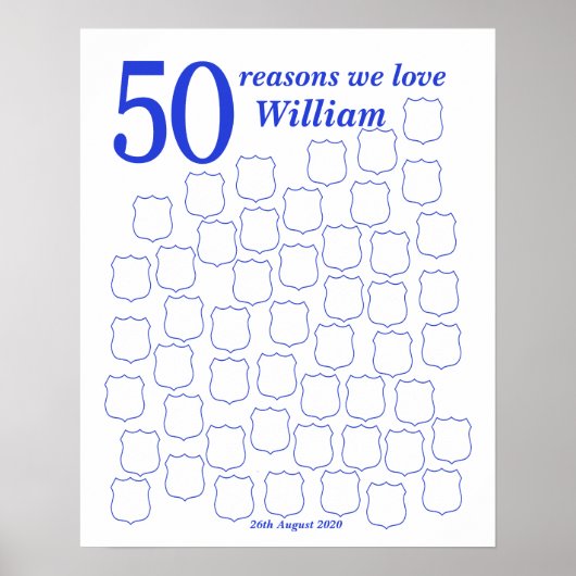 Affiche de livre d'or d'anniversaire 50 ans pour l (Devant)