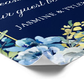 Affiche de livre d'or de mariage à fleurs en or bl (Coin)