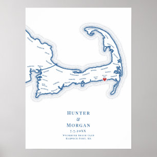 Affiche de livre d'or de mariage du Wychmere Beach