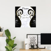 Affiche de livre d'or en marbre blanc - Abstrait n (Bureau à domicile)