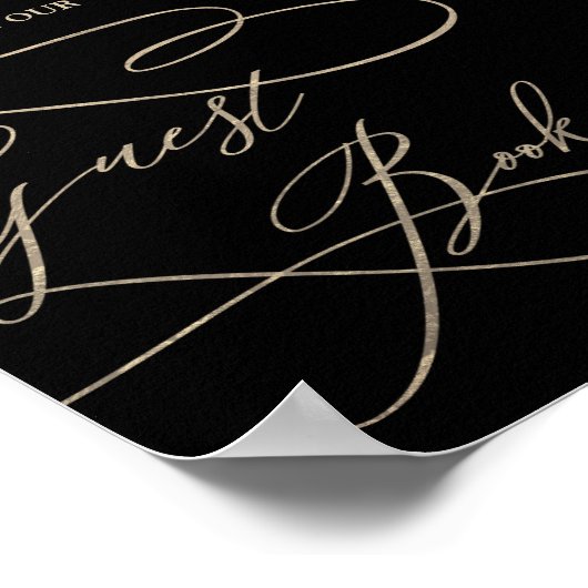 Affiche de livre d'or noir en calligraphie dorée r (Coin)