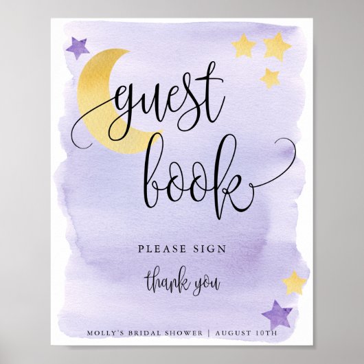 Affiche de livre d'or pour Baby Shower Purple Over (Devant)