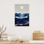 Affiche de l'océan japonais Source de force – Bleu (Cuisine)