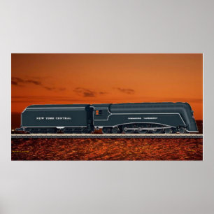Affiche de locomotive à vapeur de lignes profilées
