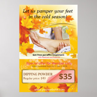 Affiche de l'offre d'automne pour ongles et spa