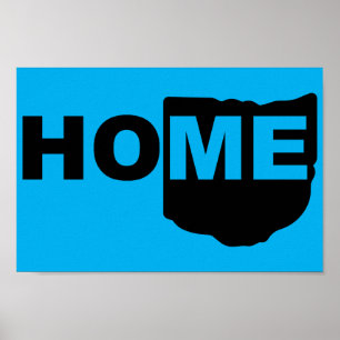 Affiche de l'Ohio, maison loin du panneau d'état