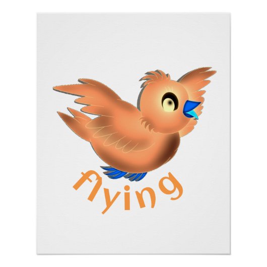 Affiche de l'oiseau de dessin animé mignon (Devant)