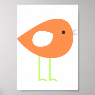 Affiche de l'oiseau orange mignon