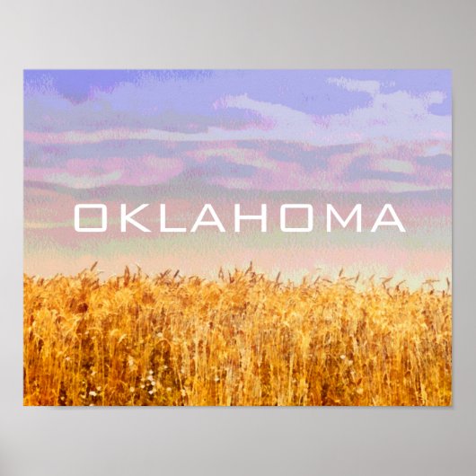Affiche de l'Oklahoma avec champ de blé et ciel (Devant)