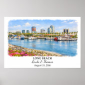Affiche de Long Beach Californie, Aquarelle, Sur m (Devant)