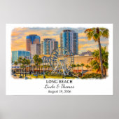 Affiche de Long Beach Californie, Aquarelle, Sur m (Devant)