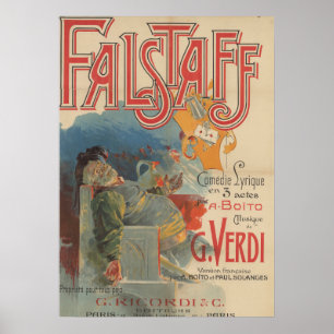 Affiche de l'opéra Falstaff (Paris première 1894)