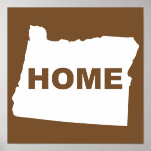 Affiche de l'Oregon, maison loin de l'État