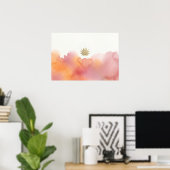 Affiche de lotus à l'aquarelle rose orange (Bureau à domicile)