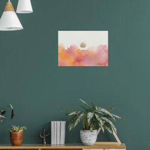 Affiche de lotus à l'aquarelle rose orange