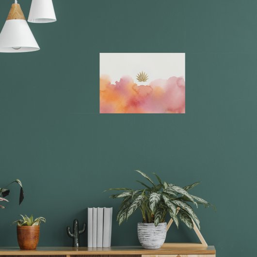 Affiche de lotus à l'aquarelle rose orange (Salon 1)