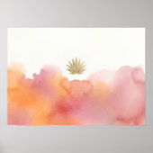 Affiche de lotus à l'aquarelle rose orange (Devant)