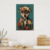 Affiche de loup en costume, Portrait de loup, Huil (Cuisine)