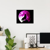 Affiche de loup hurlant à la lune (Bureau à domicile)