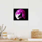 Affiche de loup hurlant à la lune (Cuisine)