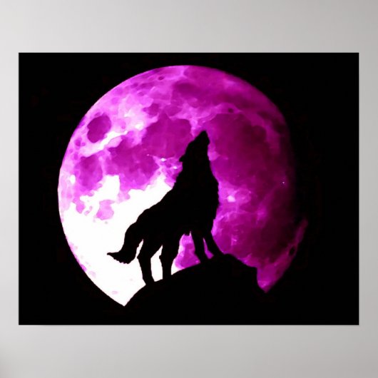 Affiche de loup hurlant à la lune (Devant)