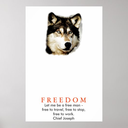 Affiche de loup motivationnel de liberté originale (Devant)
