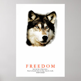 Affiche de loup motivationnel Liberté Unique