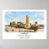 Affiche de Lubbock Texas, Aquarelle, Sur mesure (Devant)
