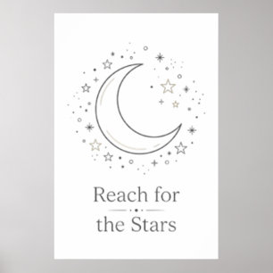 Affiche de Lune Esthétique Atteindre les Étoiles
