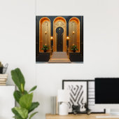 Affiche de luxe d'entrée de porte dorée Art Déco (Bureau à domicile)