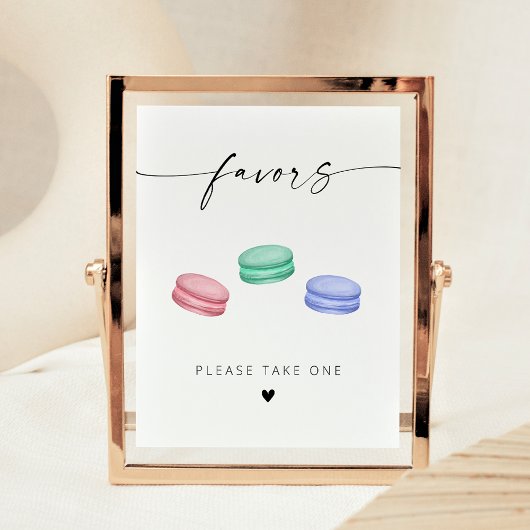 Affiche de Macarons de Favors de Script Élégant Mo