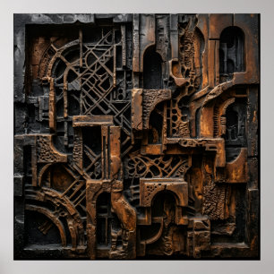 Affiche de machines industrielles Steampunk