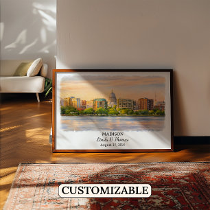 Affiche de Madison Wisconsin, Aquarelle, Sur mesur