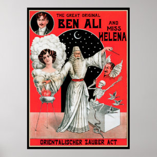 Affiche de magie vintage, le Grand Original Ben Al