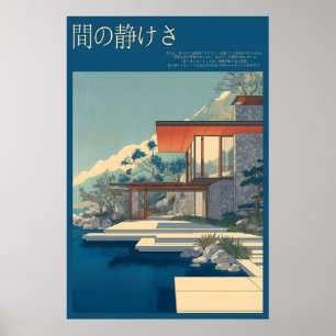 Affiche de maison de lac moderne Murs de pierre, E