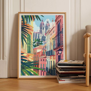 Affiche de Malaga Illustration de Malaga Espagne V