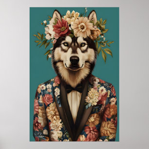 Affiche de Malamute d'Alaska en costume, Malamute 