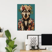 Affiche de Malamute d'Alaska en costume, Malamute (Bureau à domicile)