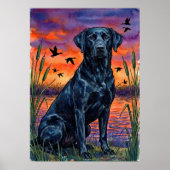 Affiche de marais Labrador noir aquarelle (Devant)