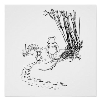 Affiche de marche de l'ours Pooh et de Piglet clas